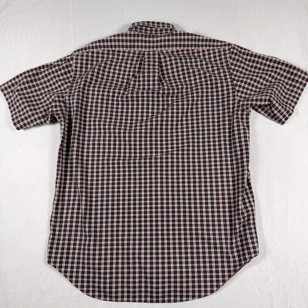 Ralph Lauren Blake Plaid‎ Button Down Short Sleeve Shirt Large Navy Red White